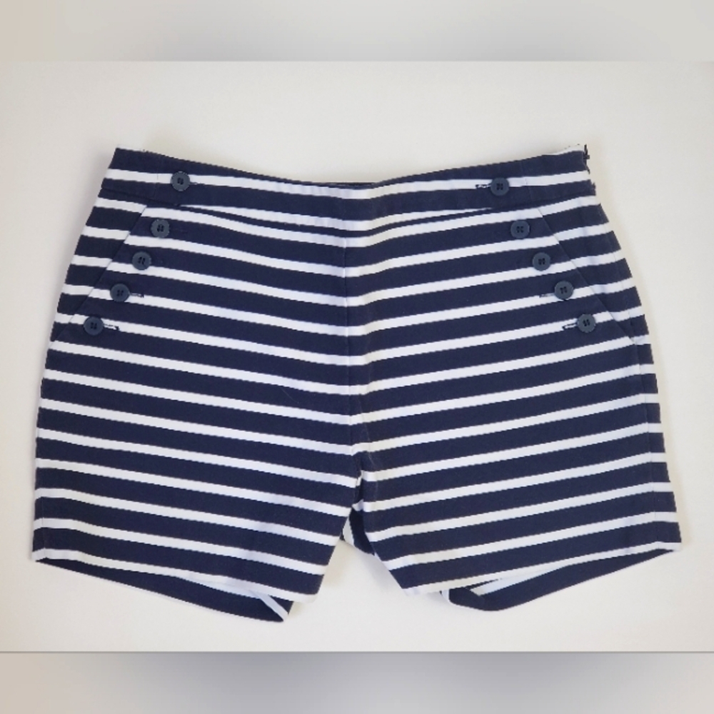 The Limited high waist nautical striped shorts with button detail